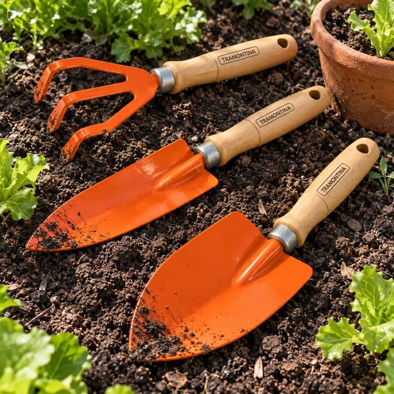 Tramontina Conjunto para Jardinagem 3 Peças, cabo de madeira